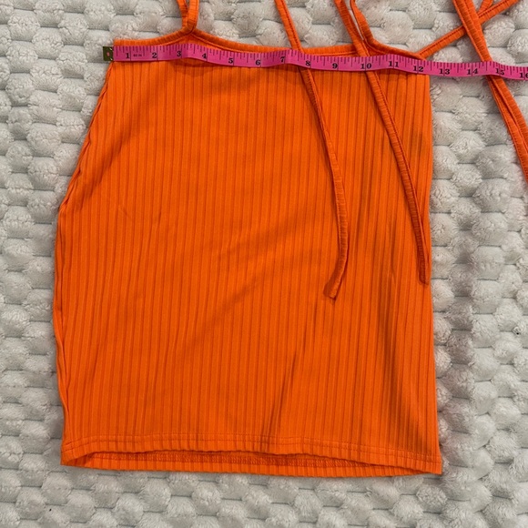 Orange Ribbed Two-Piece Skirt Set (S) - Picture 3 of 6